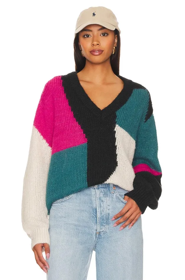 Makana Pullover Red and Blue Multi Women Lovers and Friends Sweaters and Knits Makana Pullover Red and Blue Multi Women Lovers and Friends Sweaters and Knits