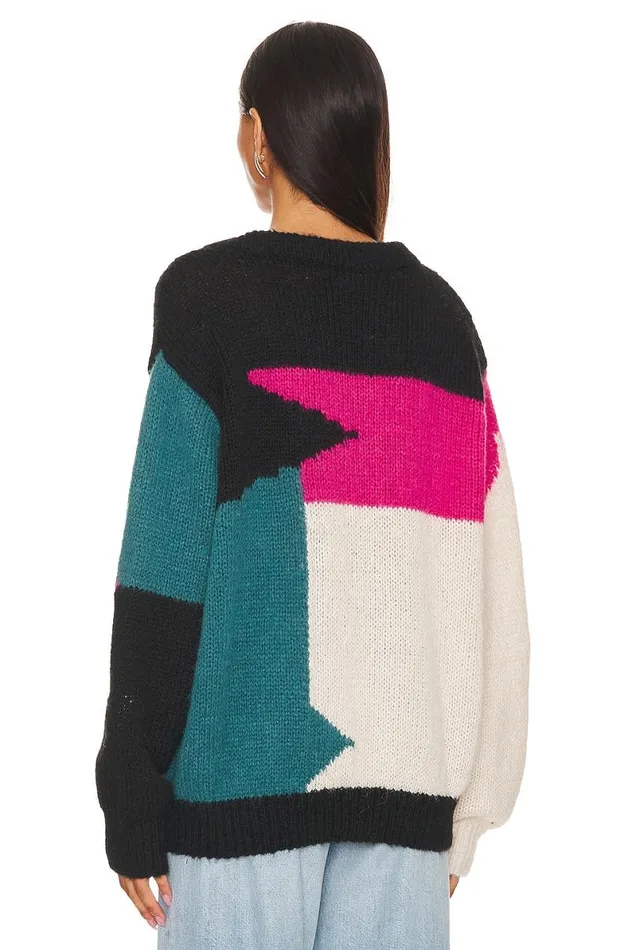 Makana Pullover Red and Blue Multi Women Lovers and Friends Sweaters and Knits