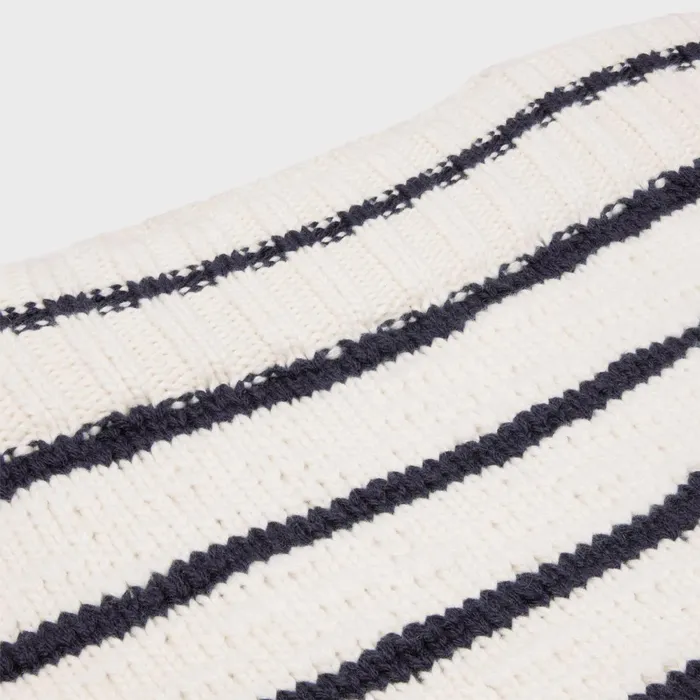 Marinire Boat Neck Sweater In Cashmere Off White Navy Women CELINE KNITWEAR