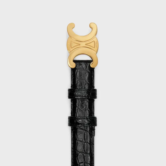 Medium Triomphe Belt In Alligator Black Women CELINE BELTS Medium Triomphe Belt In Alligator Black Women CELINE BELTS