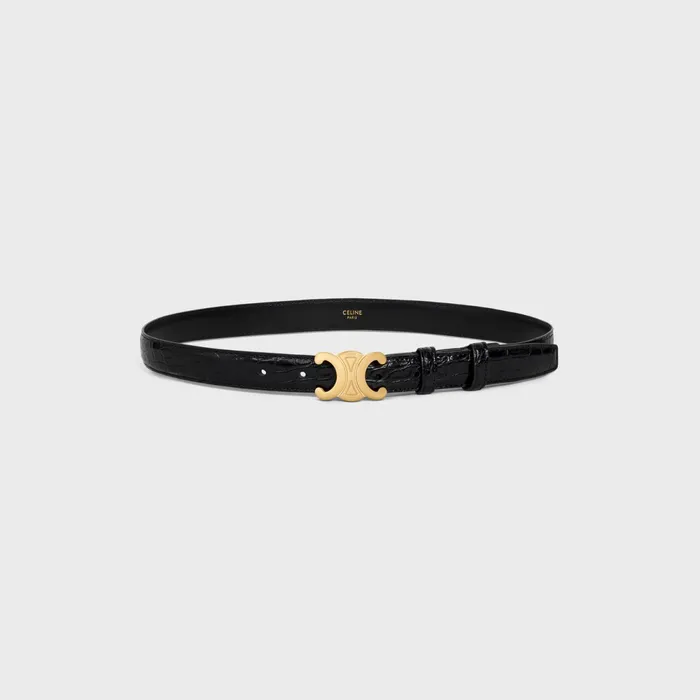 Medium Triomphe Belt In Alligator Black Women CELINE BELTS Medium Triomphe Belt In Alligator Black Women CELINE BELTS
