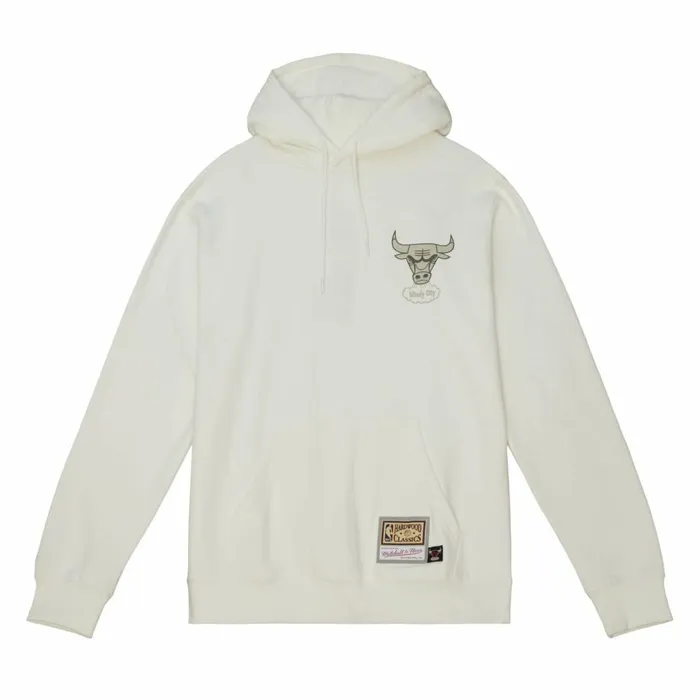Men039s Hoodies and Sweatshirts Mitchell and Ness Cream Hoodie Chicago Bulls