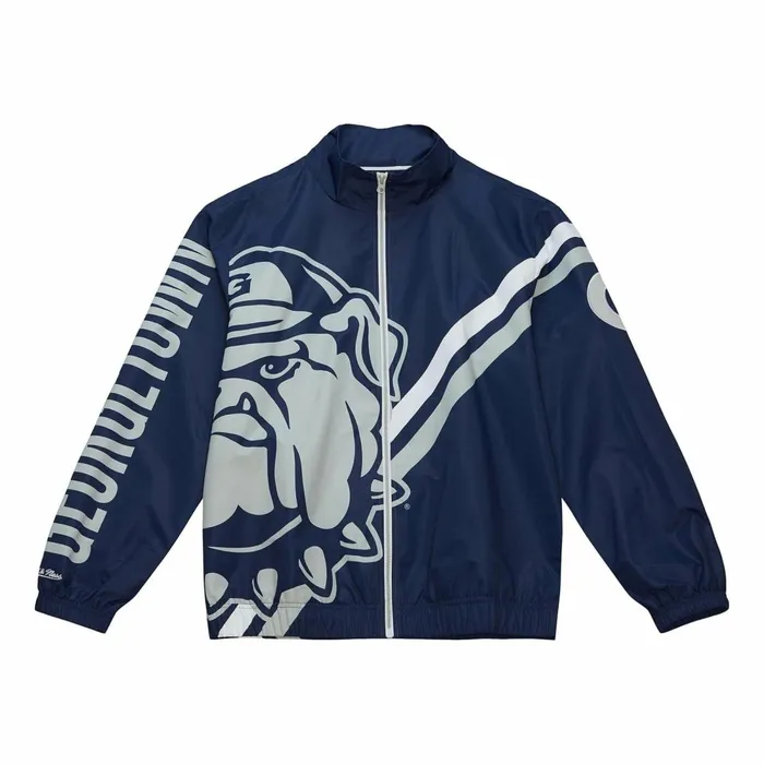 Men039s Jackets and Outerwear Mitchell and Ness Exploded Logo Warm Up Jacket Georgetown University Men039s Jackets and Outerwear Mitchell and Ness Exploded Logo Warm Up Jacket Georgetown University