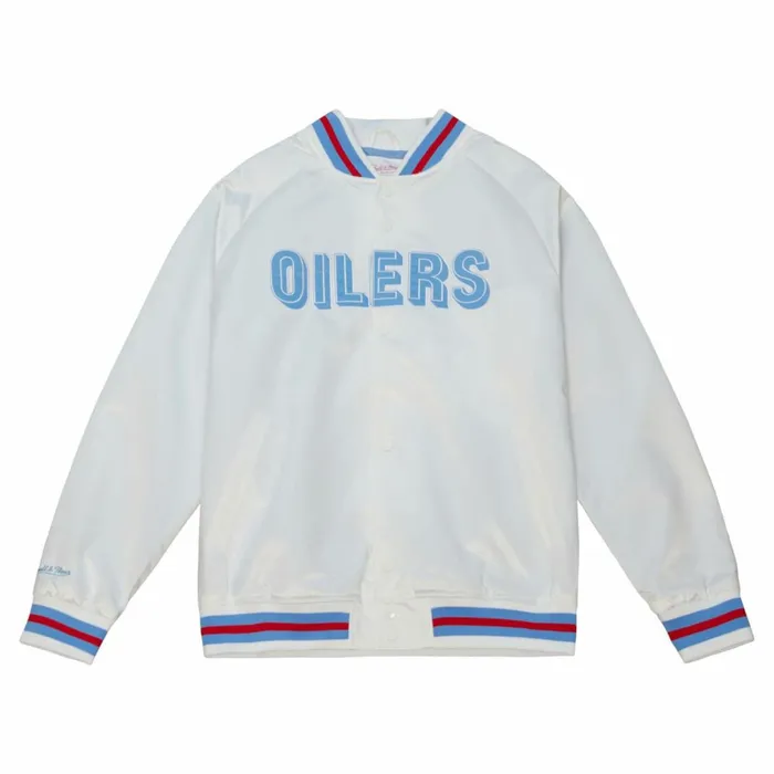 Men039s Jackets and Outerwear Mitchell and Ness Lighweight Satin Jacket Houston Oilers Men039s Jackets and Outerwear Mitchell and Ness Lighweight Satin Jacket Houston Oilers
