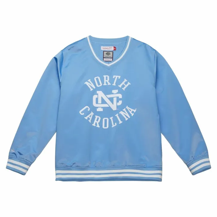 Men039s Jackets and Outerwear Mitchell and Ness Sideline Pullover Satin Jacket University Of North Carolina