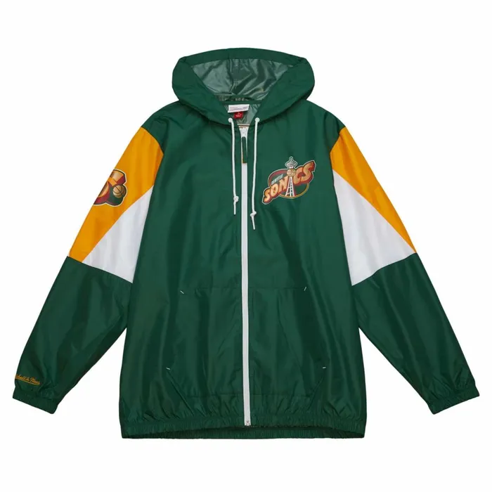 Men039s Jackets and Outerwear Mitchell and Ness Throw It Back Full Zip Windbreaker Seattle Supersonics Men039s Jackets and Outerwear Mitchell and Ness Throw It Back Full Zip Windbreaker Seattle Supersonics