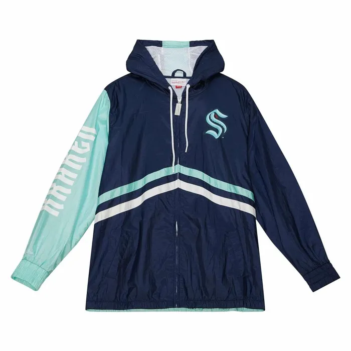 Men039s Jackets and Outerwear Mitchell and Ness Undeniable Full Zip Windbreaker Seattle Kraken Men039s Jackets and Outerwear Mitchell and Ness Undeniable Full Zip Windbreaker Seattle Kraken