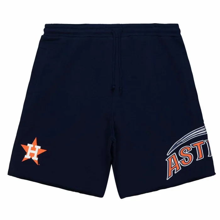 Men039s MLB Mitchell and Ness Game Day FT Shorts Houston Astros