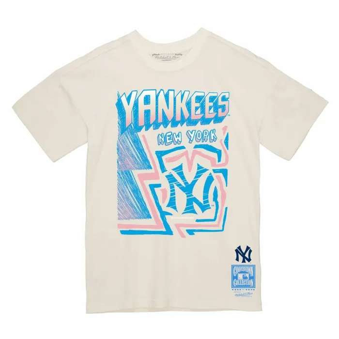 Men039s MLB Mitchell and Ness Sidewalk Sketch Tee New York Yankees