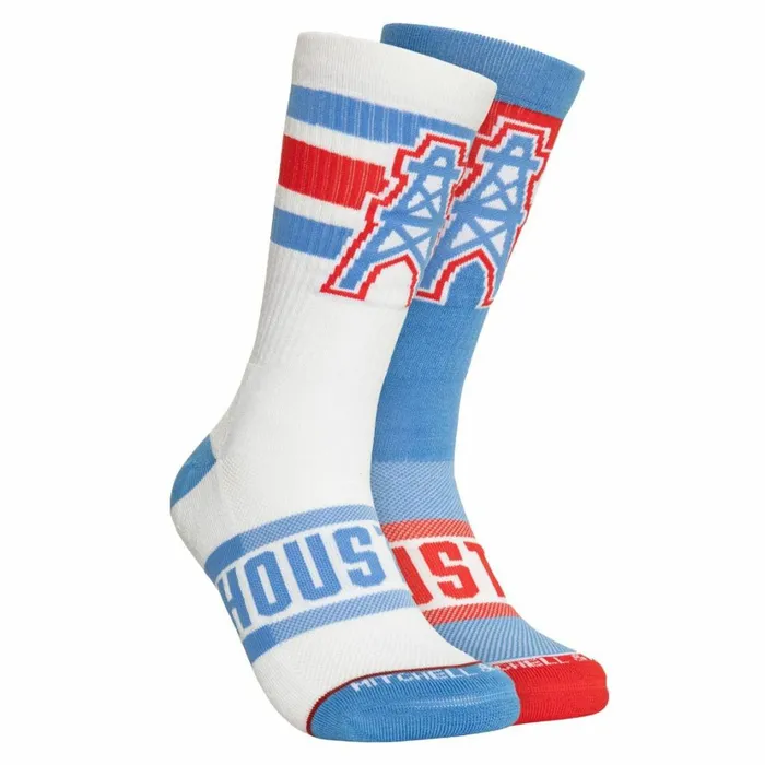 Men039s NFL Mitchell and Ness Hail Mary Crew Socks Houston Oilers