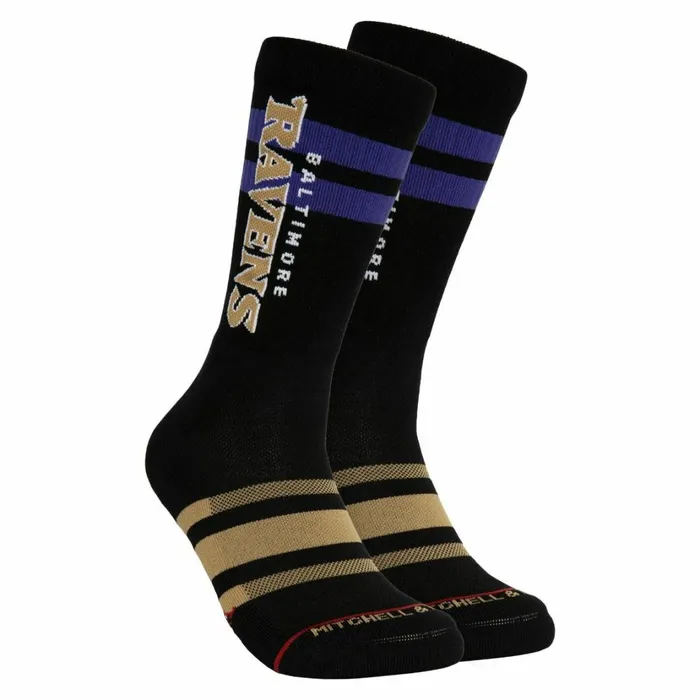 Men039s NFL Mitchell and Ness Lateral Crew Socks Baltimore Ravens