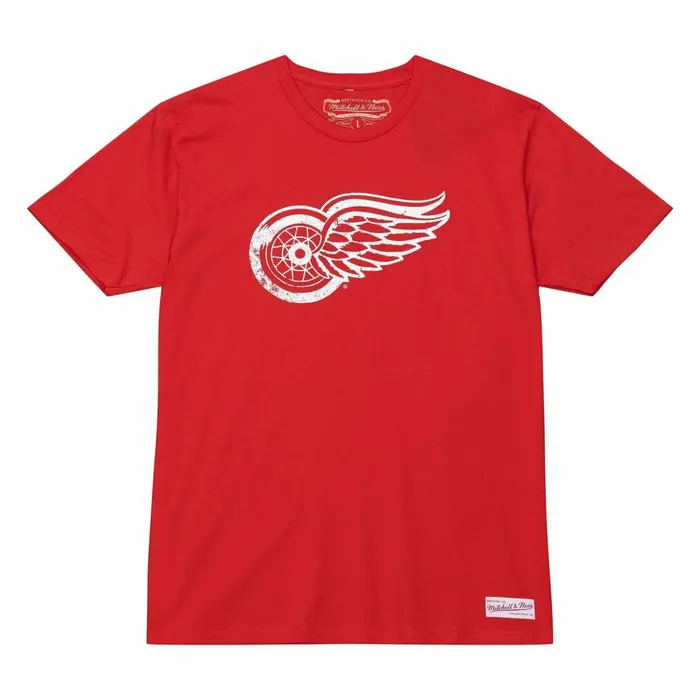 Men039s NHL Mitchell and Ness Distressed Logo Tee Detroit Red Wings