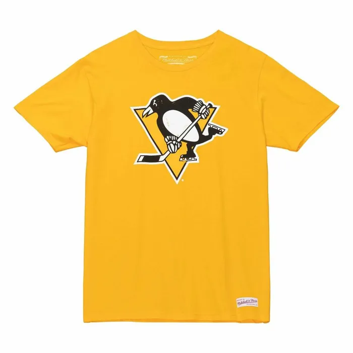 Men039s NHL Mitchell and Ness Distressed Logo Tee Pittsburgh Penguins