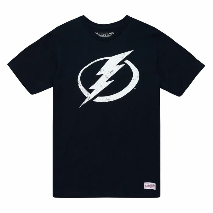 Men039s NHL Mitchell and Ness Distressed Logo Tee Tampa Bay Lightning