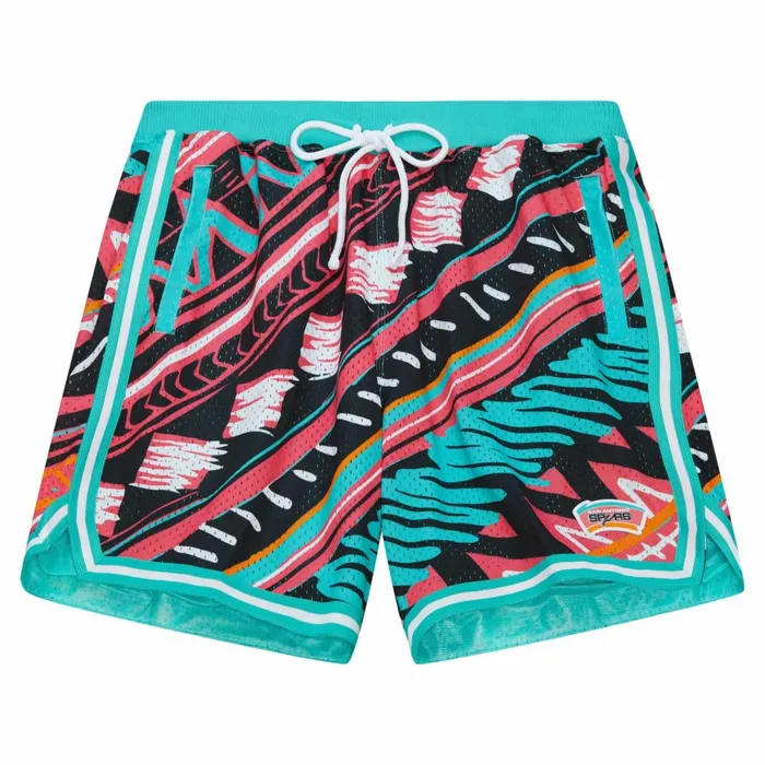 Men039s Shorts Mitchell and Ness Game Day Pattern Short San Antonio Spurs
