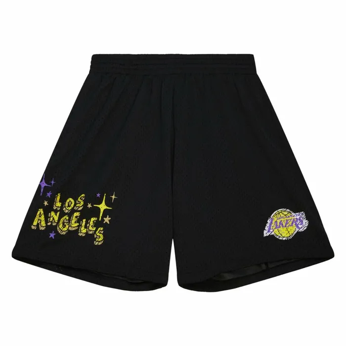 Men039s Shorts Mitchell and Ness Sidewalk Sketch Shorts HWC Los Angeles Lakers Men039s Shorts Mitchell and Ness Sidewalk Sketch Shorts HWC Los Angeles Lakers