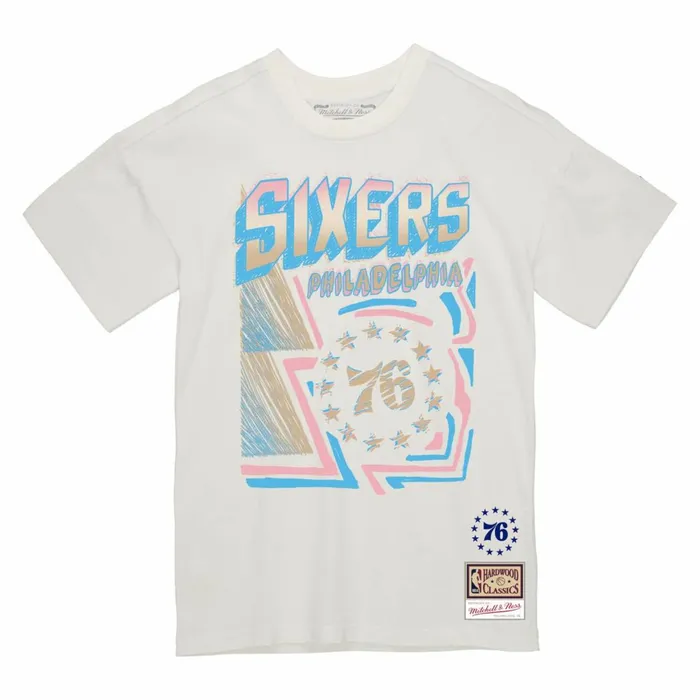 Men039s TShirts and Tops Mitchell and Ness Sidewalk Sketch Tee Philadelphia 76ers Men039s TShirts and Tops Mitchell and Ness Sidewalk Sketch Tee Philadelphia 76ers