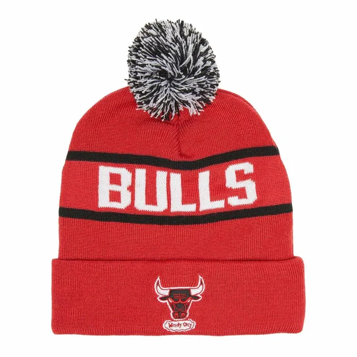 Men039sWomen039s Knit 154 Styles Mitchell and Ness Reload 20 Pom Knit Beanie Chicago Bulls