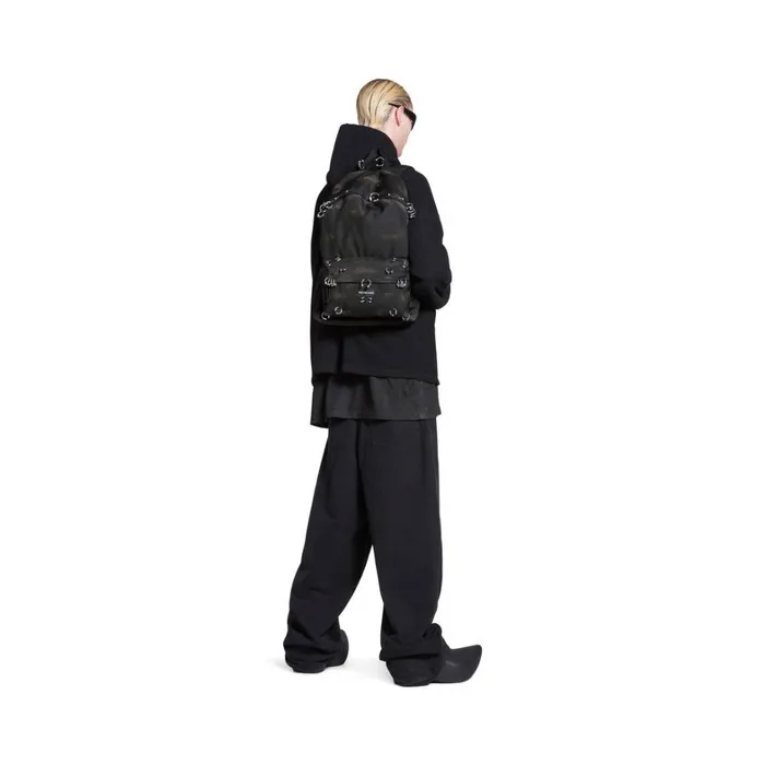 Men Backpacks Balenciaga Explorer Backpack With Piercings In Black
