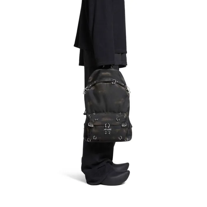 Men Backpacks Balenciaga Explorer Backpack With Piercings In Black