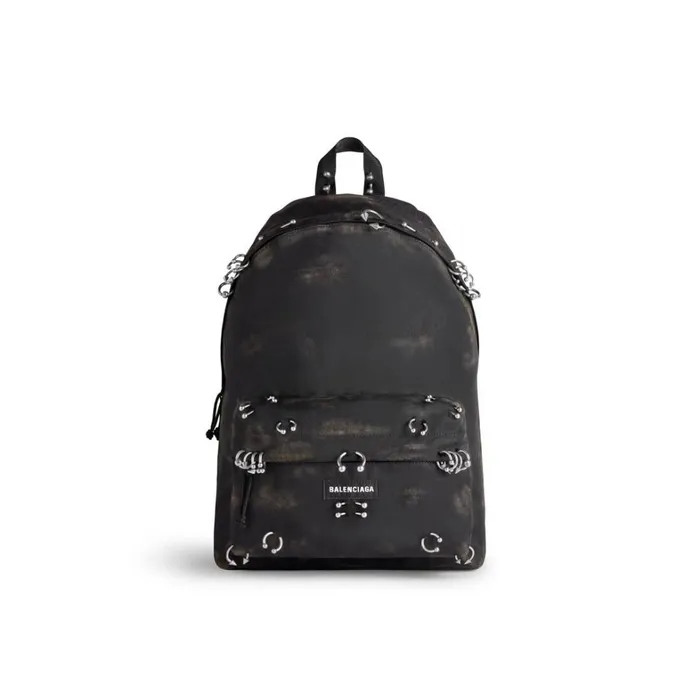Men Backpacks Balenciaga Explorer Backpack With Piercings In Black