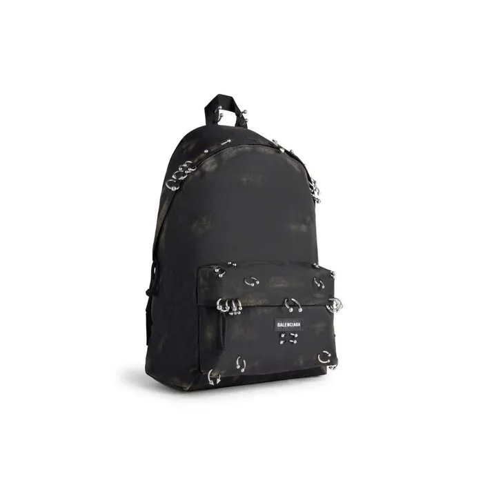 Men Backpacks Balenciaga Explorer Backpack With Piercings In Black