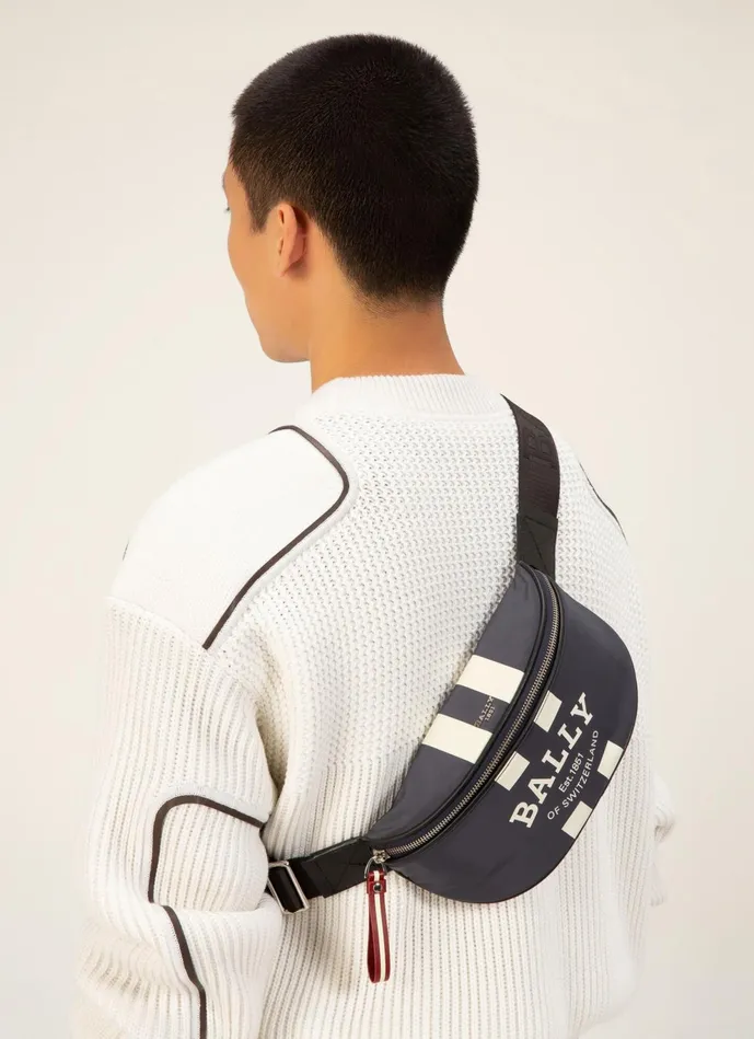 Men Bally Belt Bags Flynos 8211 Nylon Bum Bag In Navy