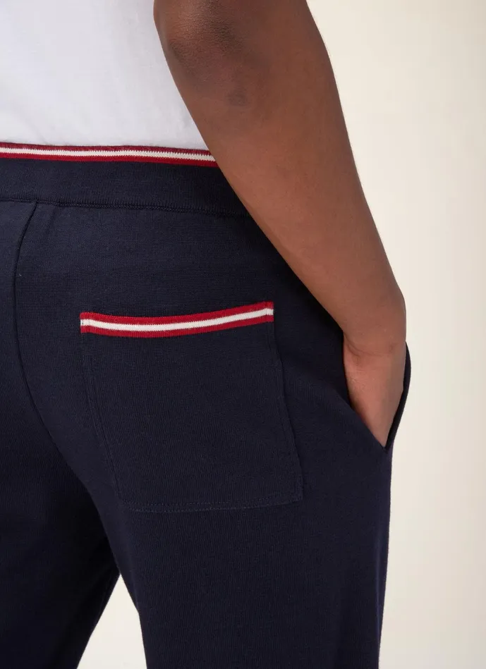 Men Bally Knitwear Bally Stripe Sweatpants 8211 Merino Wool Bottoms In Navy