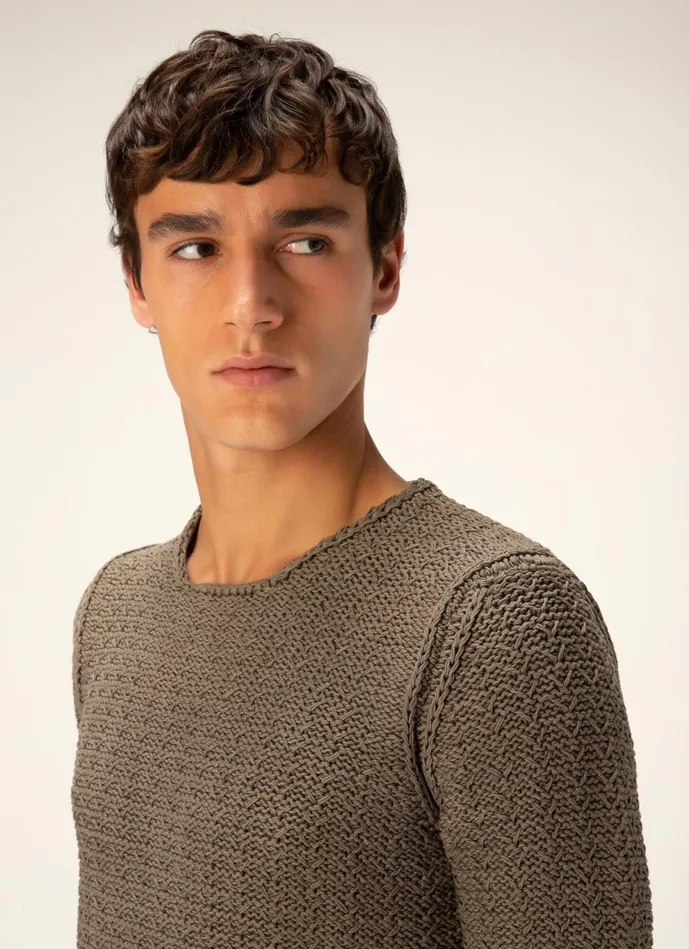 Men Bally Knitwear Zigzag Sweater 8211 Cotton Knitwear In Brown