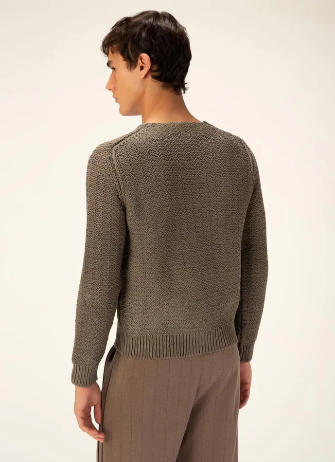 Men Bally Knitwear Zigzag Sweater 8211 Cotton Knitwear In Brown