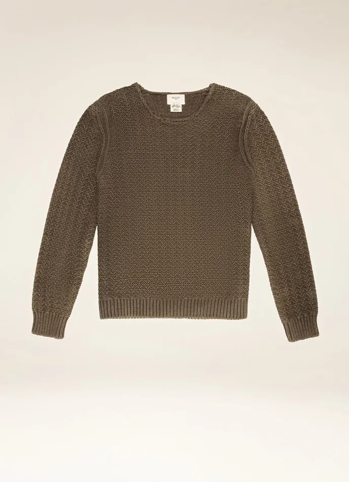 Men Bally Knitwear Zigzag Sweater 8211 Cotton Knitwear In Brown