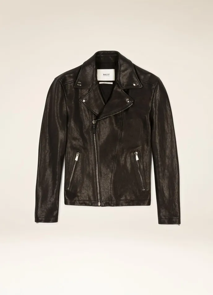 Men Bally Leather Biker Jacket 8211 Leather Outerwear In Black