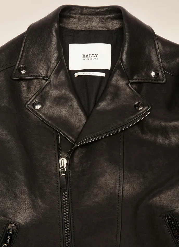 Men Bally Leather Biker Jacket 8211 Leather Outerwear In Black