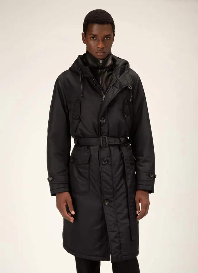 Men Bally Outerwear Belted Parka 8211 Nylon Outerwear In Black