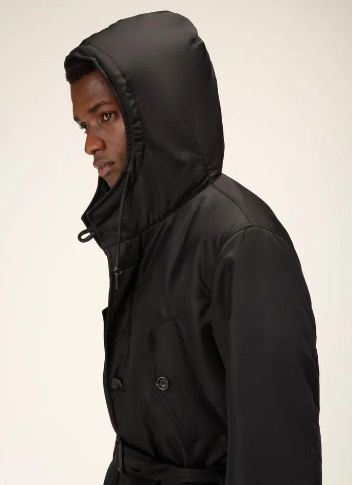 Men Bally Outerwear Belted Parka 8211 Nylon Outerwear In Black