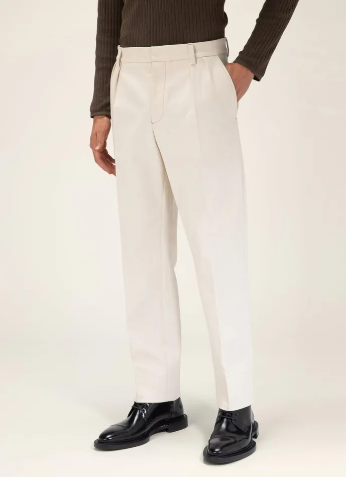 Men Bally Pants Lightweight Trousers 8211 Cotton and Elastane Bottoms In Bone
