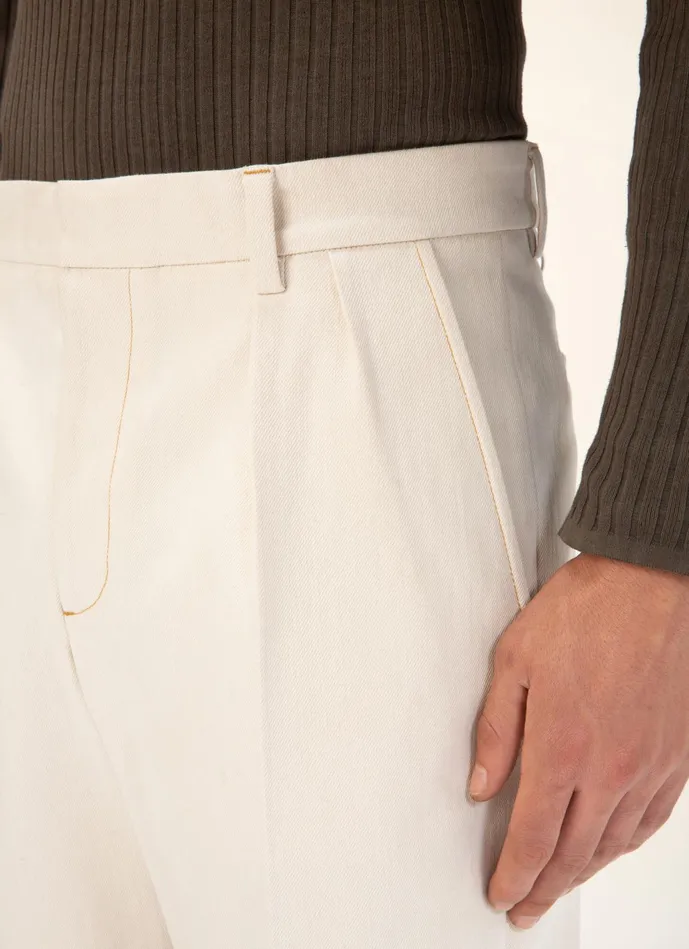 Men Bally Pants Lightweight Trousers 8211 Cotton and Elastane Bottoms In Bone