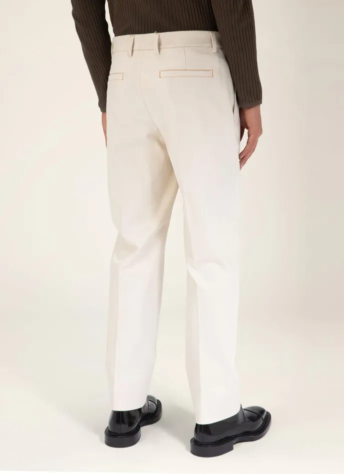 Men Bally Pants Lightweight Trousers 8211 Cotton and Elastane Bottoms In Bone