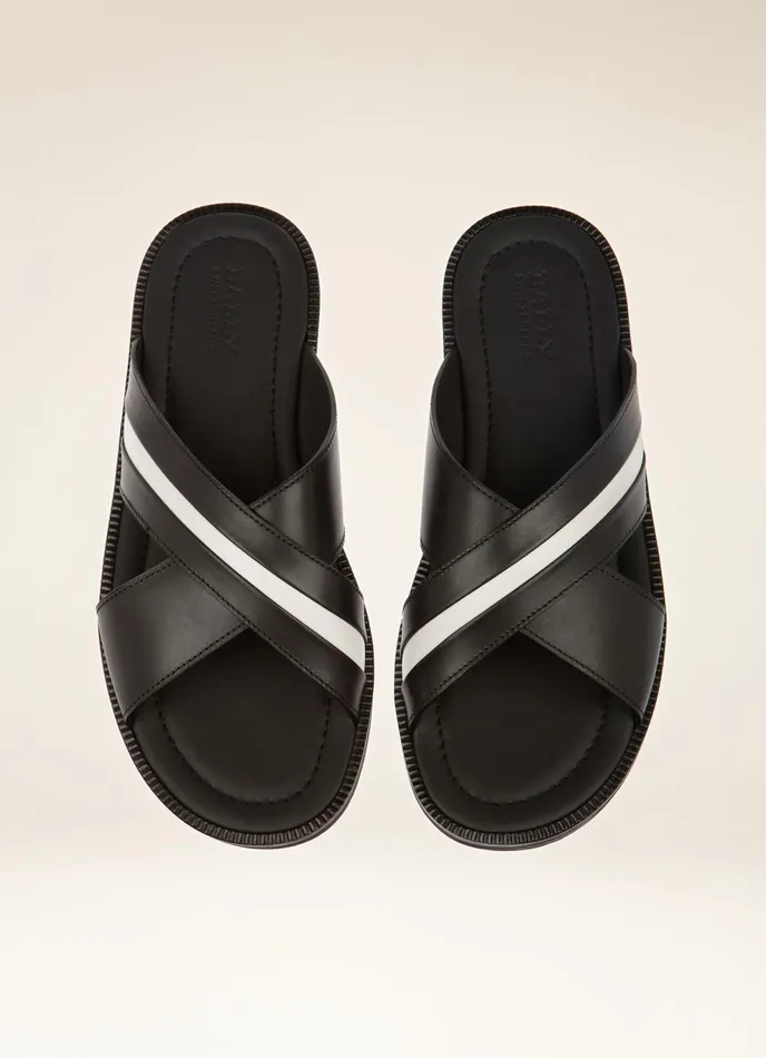 Men Bally Sandals And Slides Jaabir 8211 Leather Sandals In Black