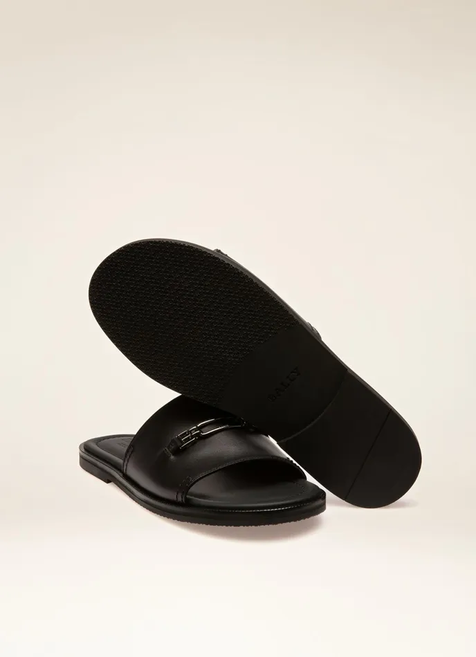 Men Bally Sandals And Slides Jacob 8211 Leather Sandals In Black