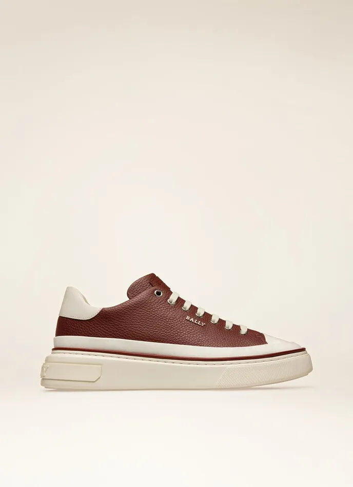 Men Bally Sneakers Maily 8211 Leather Sneakers In Heritage Red and White