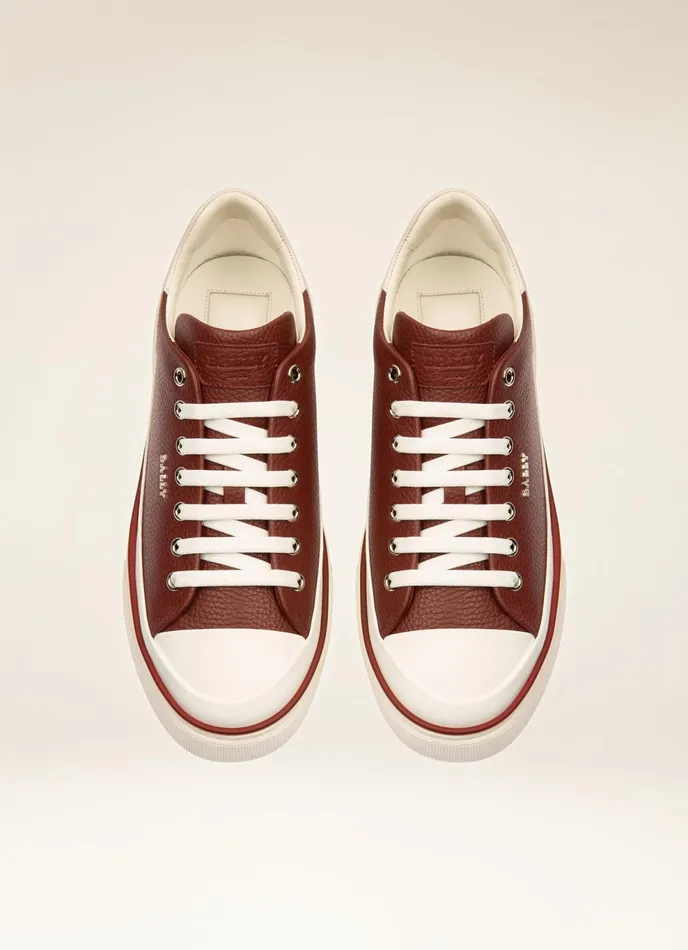 Men Bally Sneakers Maily 8211 Leather Sneakers In Heritage Red and White