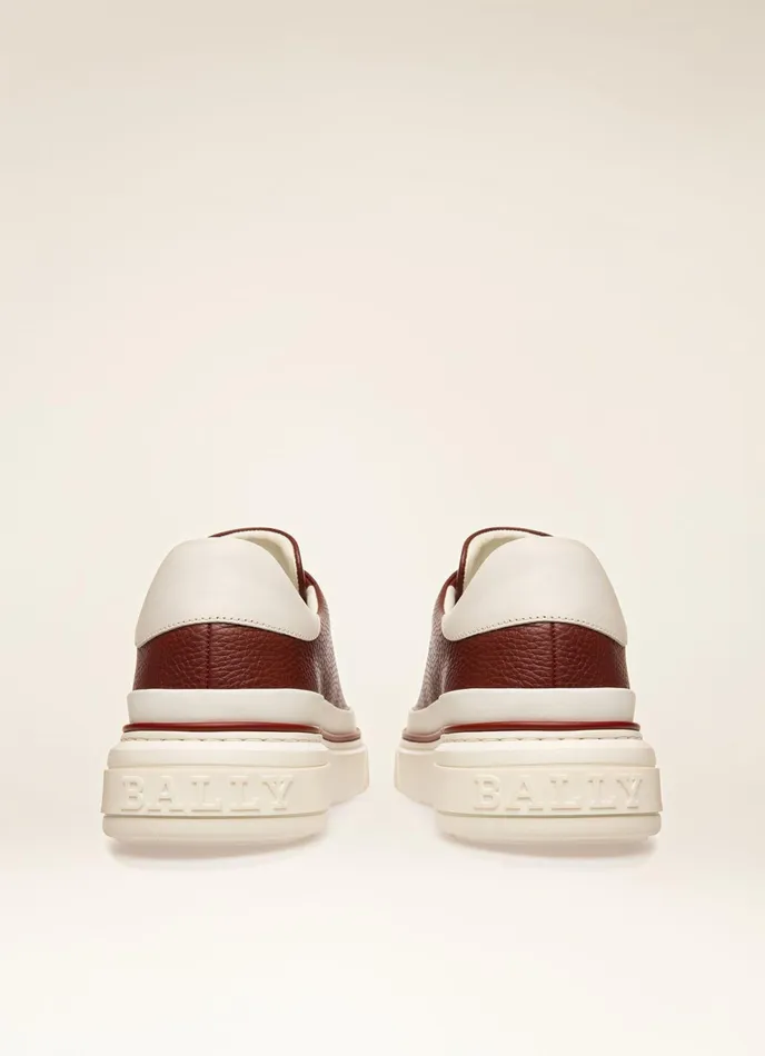 Men Bally Sneakers Maily 8211 Leather Sneakers In Heritage Red and White