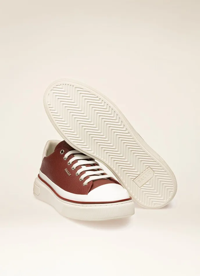 Men Bally Sneakers Maily 8211 Leather Sneakers In Heritage Red and White