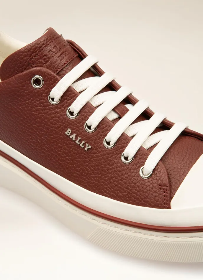 Men Bally Sneakers Maily 8211 Leather Sneakers In Heritage Red and White