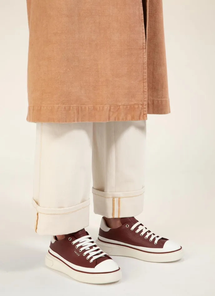 Men Bally Sneakers Maily 8211 Leather Sneakers In Heritage Red and White