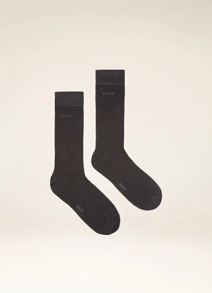 Men Bally Socks Logo Socks 8211 Cotton Socks In Grey