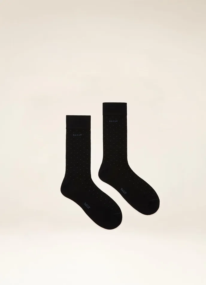 Men Bally Socks Polka Dot Socks 8211 Cotton Mix Socks In Navy and Indigo