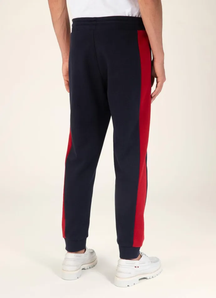 Men Bally Tracksuits Tracksuit Pants 8211 Techno Cotton Bottoms In Navy and Bally Red