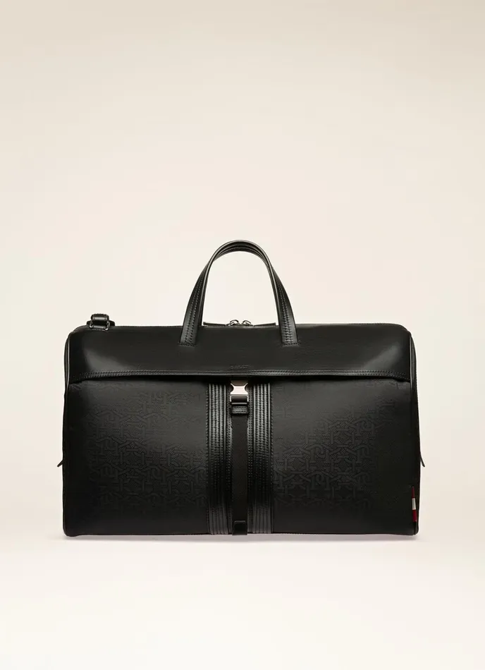 Men Bally Travel Bags Atticus 8211 Recycled Fabric and Leather Weekender Bag In Black